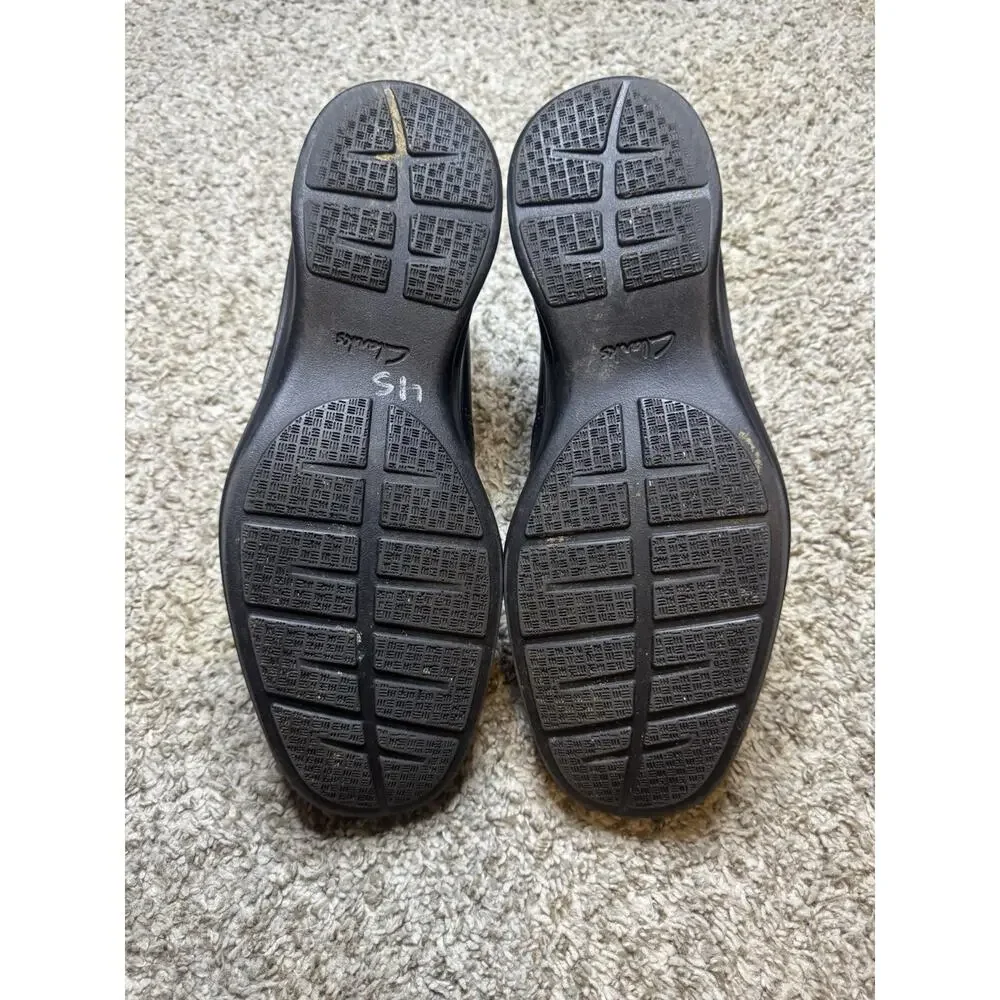 Clarks Collection Men’s Black Leather Slip On Loafers Comfort Shoes US 9 Wide